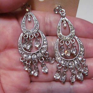 Sparkle chandelier rhinestone pierced earrings